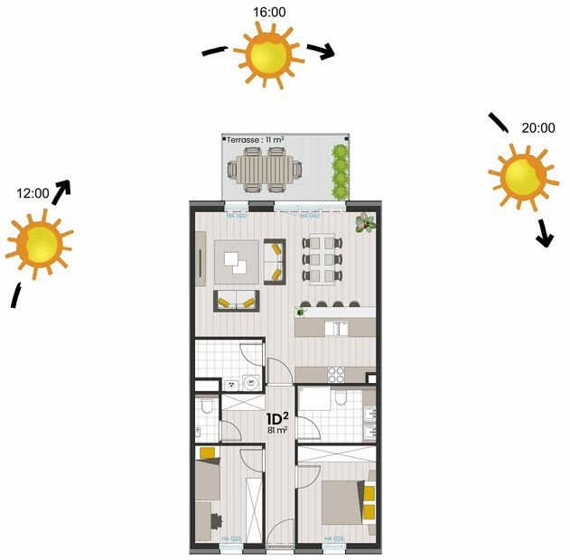 AND appartement 1 D avec position soleils 1
