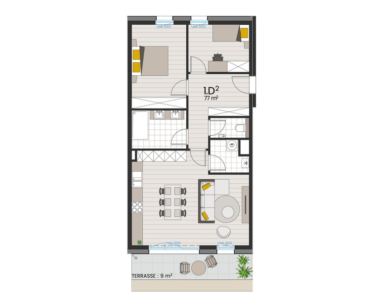 Appartement 1D sans cotations