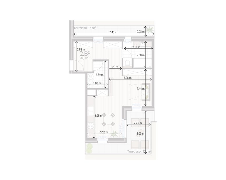 Appartement 2B avec cotations