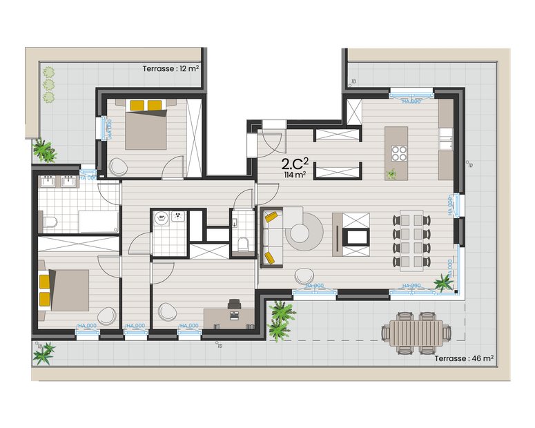 Appartement 2C sans cotations