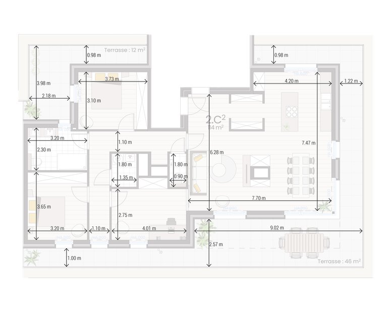 Appartement 2C avec cotations