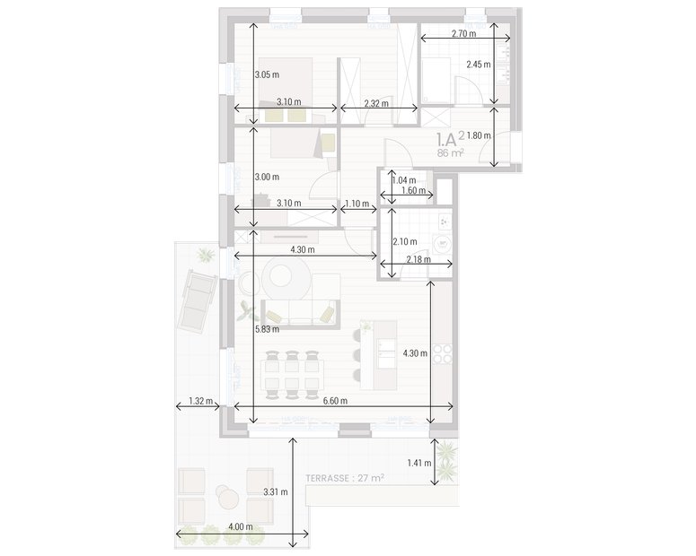 Appartement 1A avec cotations