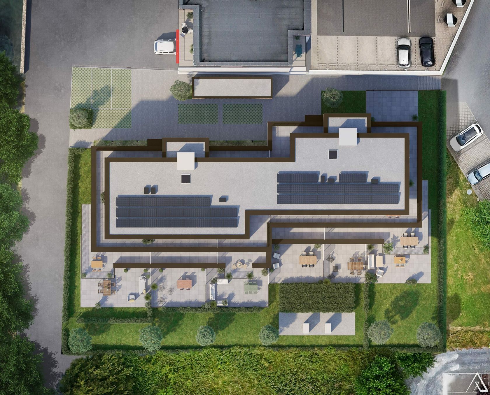 Vue aérienne accès au parking sous sol