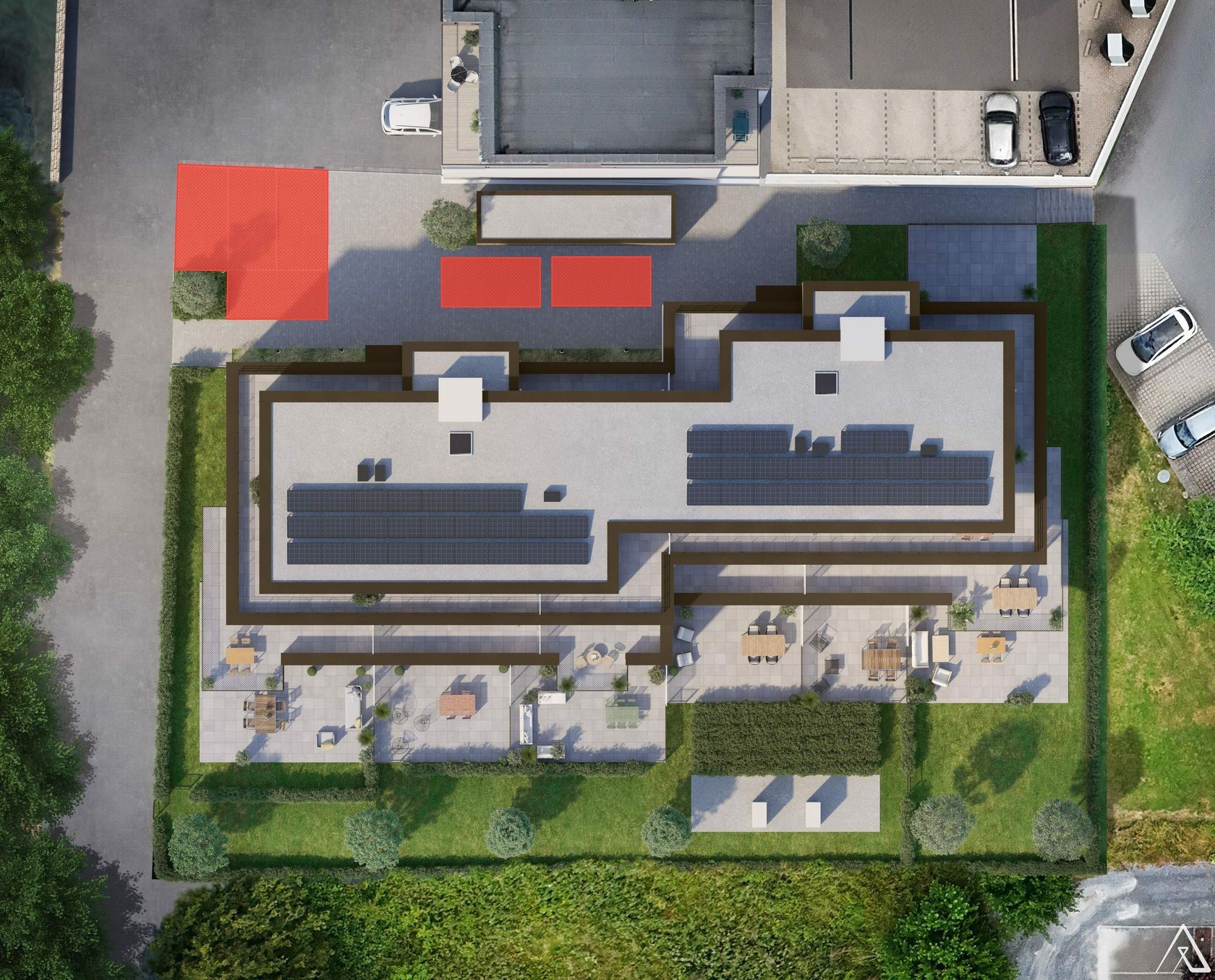 Vue aérienne emplacements extérieurs