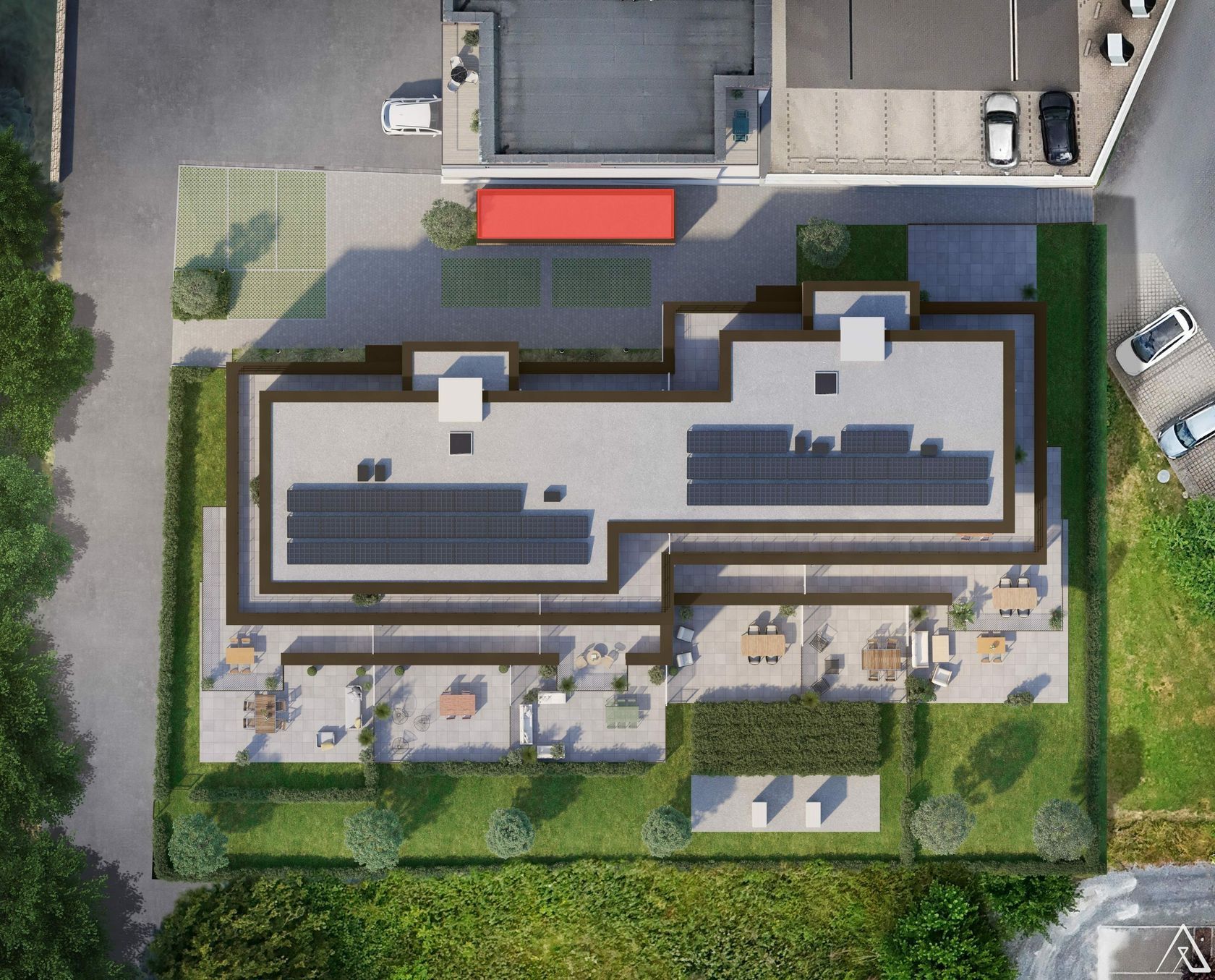 Vue aérienne local poubelles