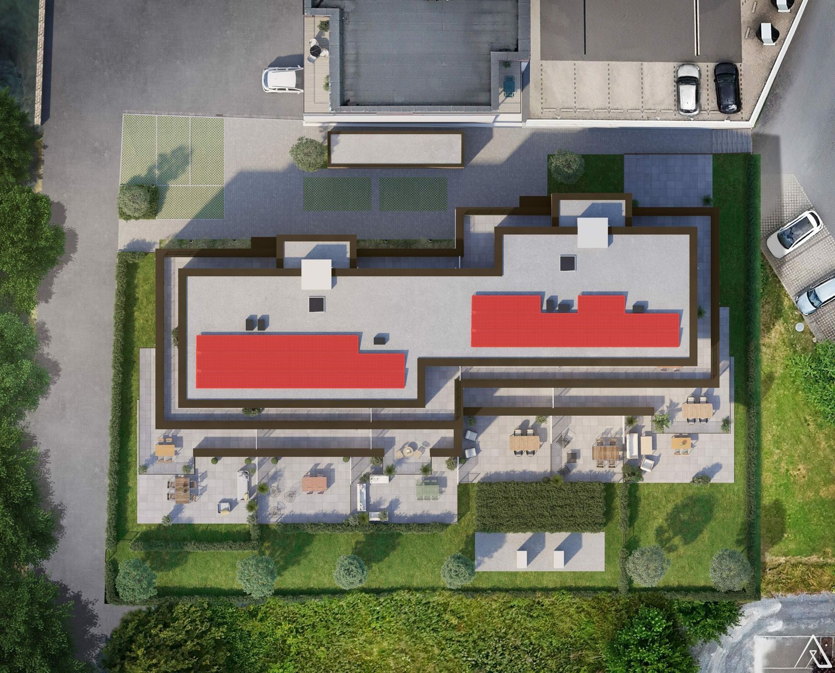 Vue aérienne panneaux photovoltaïques