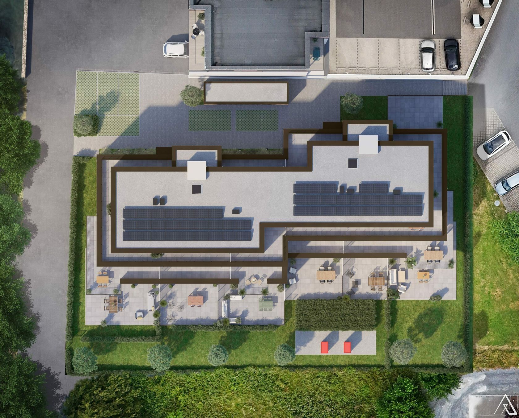 Vue aérienne pompes à chaleur