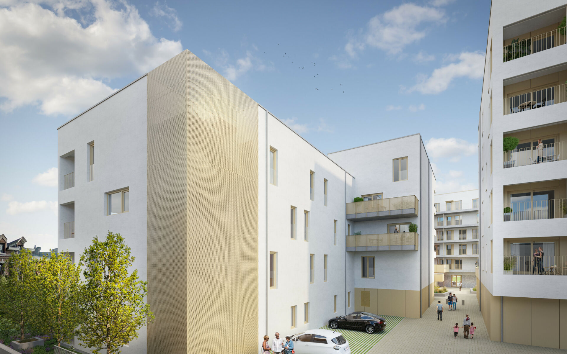 3D - résidence-service - vue depuis parking